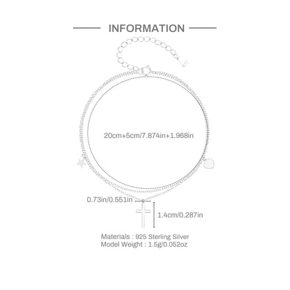 Tobillera con cruz de plata de ley modesta