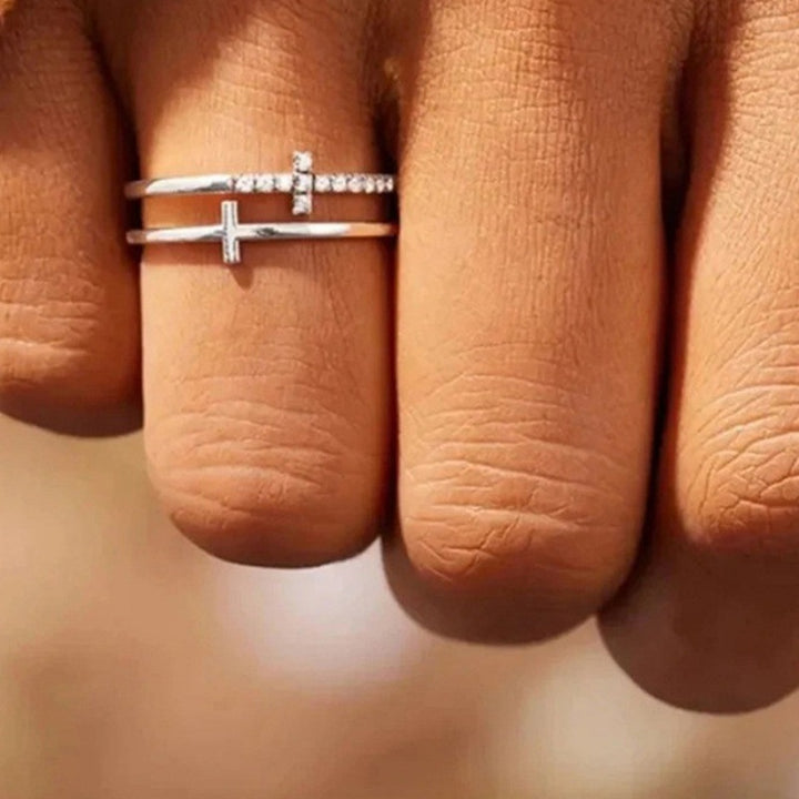 Adjustable Double Cross Ring