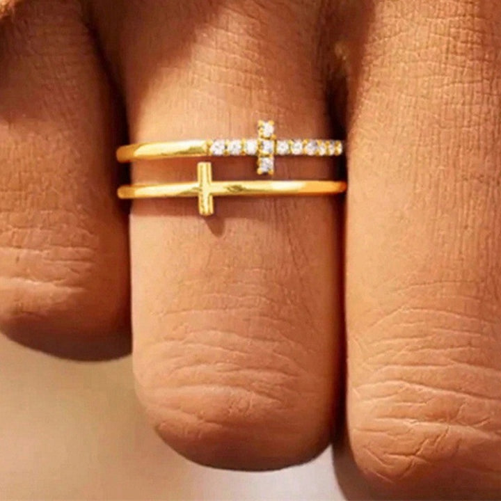 Adjustable Double Cross Ring